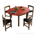 Round Dining Table Wooden Extendable Dining Walnut Table